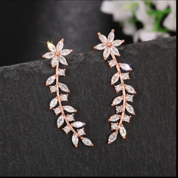 Vine Climber Earrings for Women - Rose Tone New - Picture 1 of 6